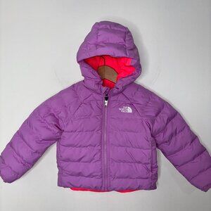 North Face 3T Girls Jacket Purple Pink Toddler Puffer Reversible Winter Coat